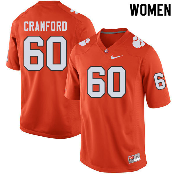 Women #60 Mac Cranford Clemson Tigers College Football Jerseys Sale-Orange - Click Image to Close